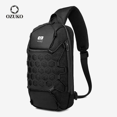 Ozuko 新款男士胸包防盜斜挎包 USB 充電單肩包短途旅行斜挎包