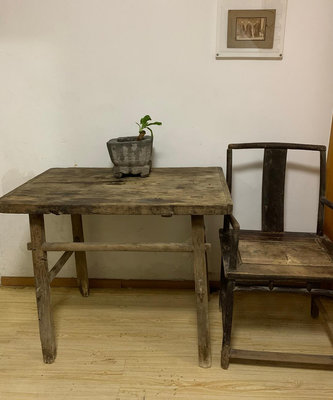 【二手】 明代實木厚板桌子如圖 漂亮簡潔厚板有宋之風1595 古玩雜項【好運來】