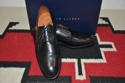 全新美國製RALPH LAUREN 頂級小牛皮黑色皮鞋 定價475美金
