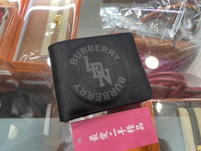 ☆最愛二手精品☆ BURBERRY 黑色PVC 家徽6卡短夾皮夾 C3210