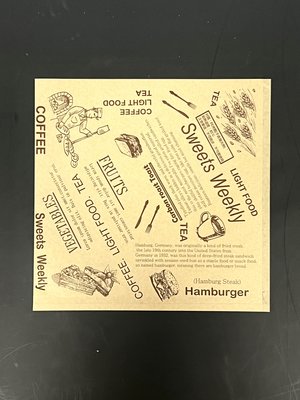 L型牛皮漢堡袋 19*19 (淋膜紙、淋膜防油紙、三角漢堡袋、輕食圖淋膜紙)台灣製造 / 一包500張