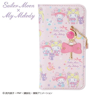 日本正品Sanrio三麗鷗美少女戰士x美樂蒂聯名款手帳型手機套手機殼粉嫩色系(現貨在台)