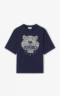 Kenzo Silver Tiger 經典虎頭 銀色刺繡老虎 海軍藍T恤 各尺寸都有 現貨 歐洲帶回 AYON
