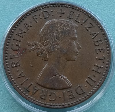 英國   1964年   伊莉沙白ニ世     半便士  HALF  PENNY   銅幣     2557