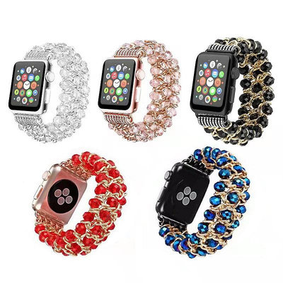 快速出貨 適用小米8Pro蘋果手表表帶Apple iwatch8-1瑪瑙珠寶手表串珠表帶