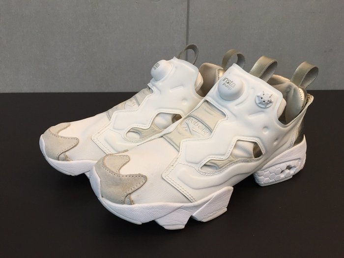 二手美品Reebok Pump Fury 白金PM 米白金箔白金經典女鞋Us 7