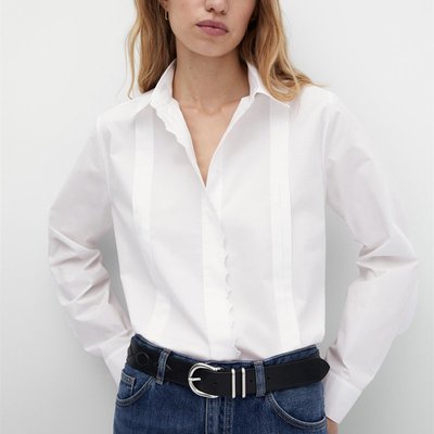 【全新現貨】西班牙  Massimo Dutti 女裝 百搭寬松版型設計感府綢白色長袖襯衫 05171617250