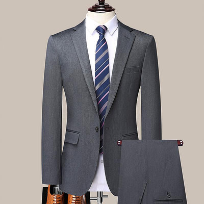 G2000男裝純色西服套裝男一粒扣職業正裝修身商務西裝單扣兩件套