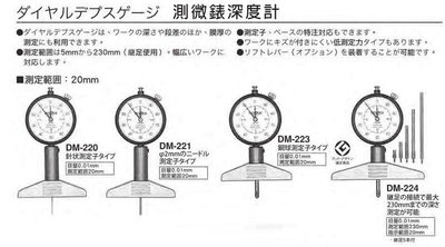 TECLOCK 測微錶深度計 測量範圍:20/30mm