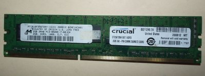 ECC DDR3-1066 DDR3-1333 2GB桌上型記憶體2G 2RX8工作站PC3-8500E美光10600E