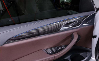 汽車配件 汽車尾翼 適用于寶馬新X3 G01 X4 G02碳纖維內車門飾條 干碳內車門板保護殼