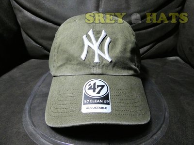 [SREY帽屋]預購＊47 Brand CLEAN UP MLB 紐約洋基 經典LOGO 橄欖綠 美國限定 棒球帽 老帽
