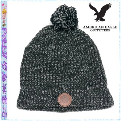 ☆POLLY媽☆AMERICAN EAGLE灰色系毛毛球反摺保暖毛線帽㊚㊛可用