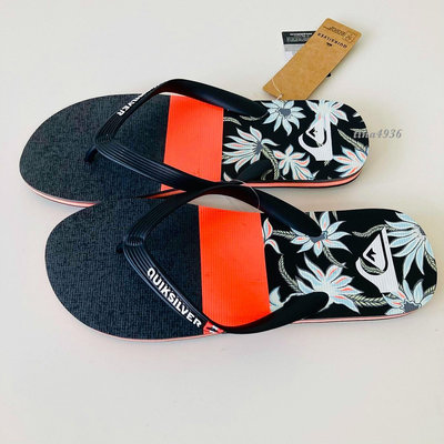 《現貨》QUIKSILVER 澳洲 男生 海灘拖鞋 US9（MOLOKAI PANEL 人字夾腳拖鞋-黑/橘）