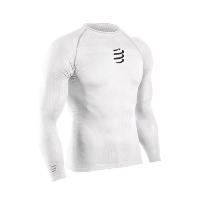 【三鐵共購】【COMPRESSPORT】3D編織超輕量長袖機能衣－白