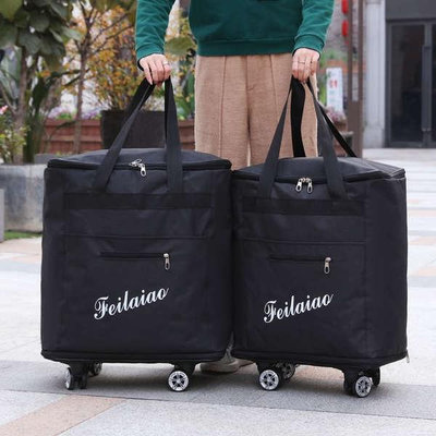 【外出背包 大容量】大容量手提旅行包輪行李包帶輪子裝被子衣物收納袋旅遊後背包