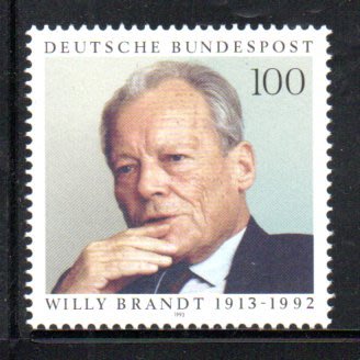 【流動郵幣世界】德國1993年政治家威利·勃蘭特誕辰80週年郵票