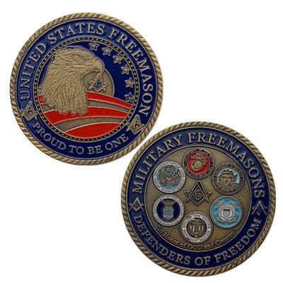 特價！美國五大軍共濟會紀念章 收藏幣50mm鷹硬幣 海軍紀念幣青古銅金幣