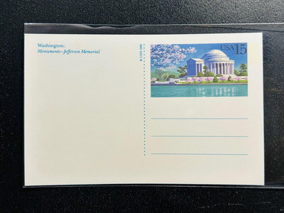 【珠璣園】C085 美國郵資片  -  1989年 傑斐遜紀念堂， 15C 未使用