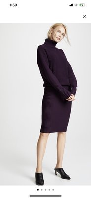 Victoria Beckham 葡萄紫超美高領針織毛衣洋裝 厚款重磅