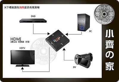 小齊的家 全新 HDMI 切換器 轉換器 SWITCH 免電源 3進1出 1.3b 小型 支援1080p 方型