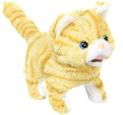 日本進口 好品質 有叫聲會走路的小貓橘貓絨毛娃娃貓咪玩偶家家酒玩具裝飾品擺件送禮禮物