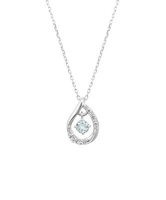 【芬芳時尚】 日本珠寶專櫃品牌4°C 4度C 10K白金 水滴型 海藍寶石 天然鑽石項鏈 附專櫃音樂珠寶盒