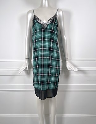 [我是寶琪] 陳喬恩二手商品 SANDRO 絲質格紋蕾絲洋裝