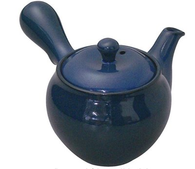 日本製 好品質 限量品 手工製作 陶瓷藍釉側把壺和風日式沖泡茶壺綠青茶葉茶壺泡茶用具收藏品送禮禮品