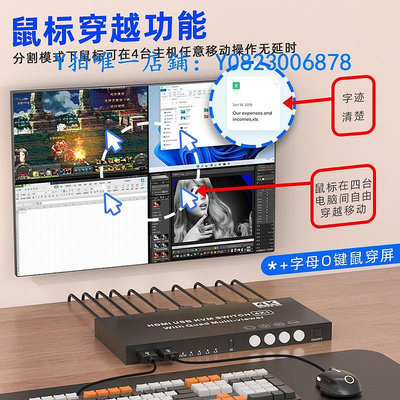 分屏器 賽基HDMI分屏器四進一出KVM無縫切換器4K屏幕畫面分割器4口KVM電腦USB鍵鼠同步一體機4進1出DNF游戲