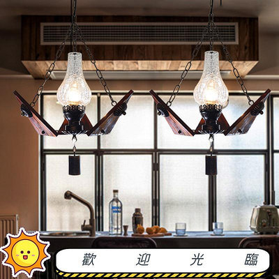 工業咖啡廳餐廳裝飾馬燈煤油燈具復古創意清吧仿真火焰蠟燭吊燈
