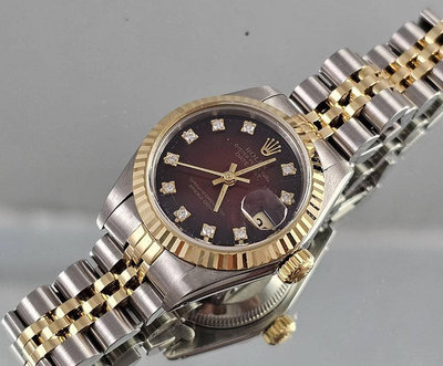 順利當舖  Rolex/勞力士  瑞士原裝69173型半金原鑲十鑽漸層紅女鑽錶