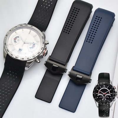 森尼3C-代用於 TAG HEUER CARRERA 手錶鏈 20 22MM 矽膠錶帶豪雅橡膠錶帶鏈手錶配件-品質保證