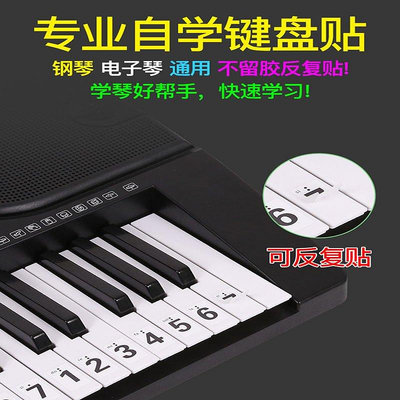 自學簡譜88/61/49鍵通用鋼琴鍵盤貼紙電子琴手卷鋼琴貼~特價