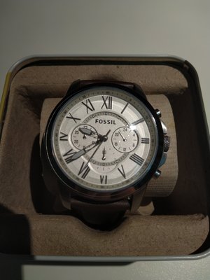 FOSSIL 手錶 FS4735 IE 羅馬時標 三眼計時 米白面 棕色錶帶 44mm 男錶