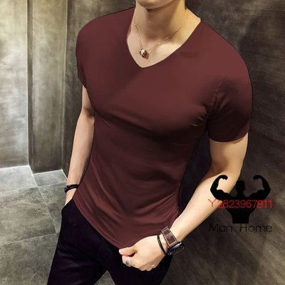 boys short sleeve T-shirt men v neck t-shirt man cotton tops【Man Home】