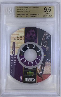柯比金標鑑定卡 1998-99 UD Encore PowerDeck #2 Kobe Bryant BGS 9.5