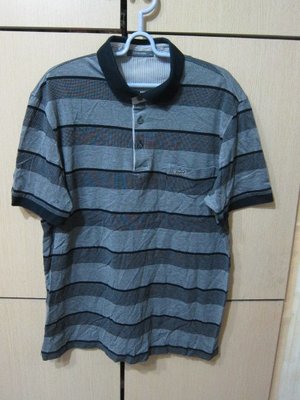 衣市藍~Crocodile 短袖條紋POLO衫 (XL~黑/灰條紋~) (220620)