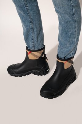 【36-40折扣預購】21秋冬BURBERRY HOUSE CHECK RAIN BOOTS黑色格紋雨靴8041949