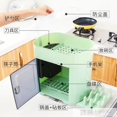 下殺 廚房碗架碗筷收納盒放碗碟瀝水收納架二層帶蓋家用置物架塑料碗櫃 YTL