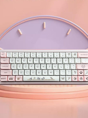 創意可愛起司貓機械鍵盤鍵帽xda高度pbt熱升華136鍵套裝68/87/84/*心願雜貨鋪