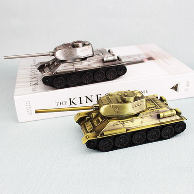 現貨創意擺件 鋅合金坦克仿真軍事模型 金屬工藝品家居飾品擺件復古 T34