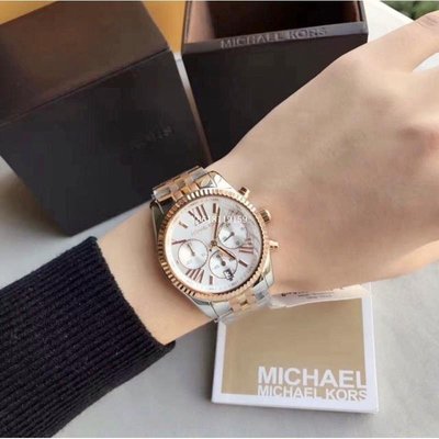 Michael Kors手錶 MK5735 羅馬時標三色不鏽鋼錶帶計時女錶