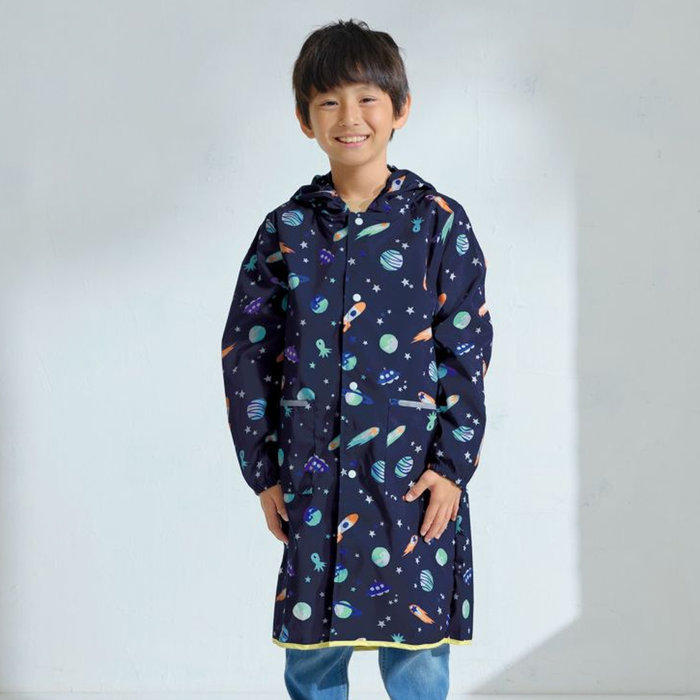 現貨!日本WPC 太空探險M 空氣感兒童雨衣/防水外套 附收納袋(95-120cm)