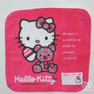 ［清衣架］Hello Kitty2004年英倫風圖案 小方巾 手帕 100%純棉 日本製 20X20公分