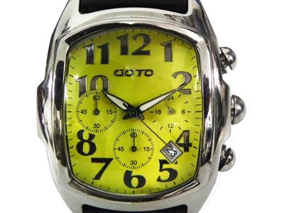 [專業] 三眼錶 [GOTO 507M] GOTO-三眼石英錶[黃色面][大錶徑]中性/時尚/軍錶