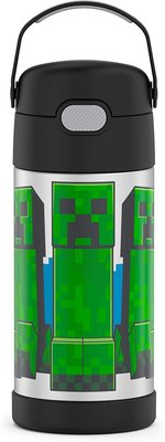 新款美國膳魔師正品Thermos355ml 不鏽鋼保溫瓶保冷吸管水壺麥塊Minecraft苦力怕
