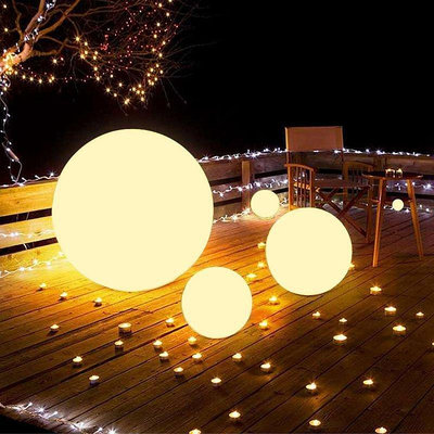 【現貨】LED發光球充電遙控圓球 球形燈月球戶外防水太陽能庭院地插草坪燈