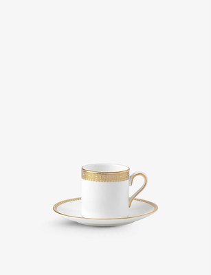 全新正品。英國 WEDGWOOD。Vera Wang 聯名系列 - 黃金蕾絲咖啡杯碟組 210ml。預購