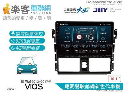 音仕達汽車音響 樂客車聯網 VIOS 14-17年 10.1吋專用主機 安卓互聯/DVD/4G/聲控/導航/藍芽